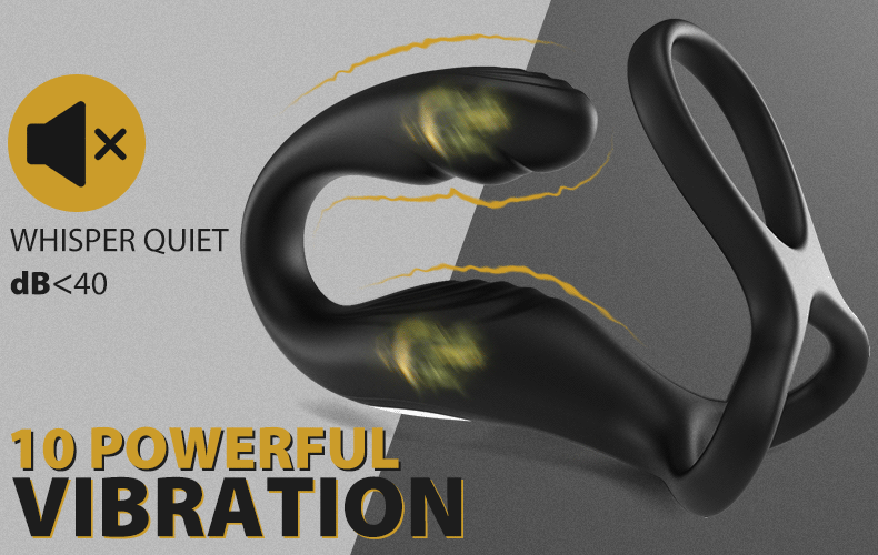 REYER Wearable Prostate Massager 10 Quiet Vibrations Dual Cock Ring