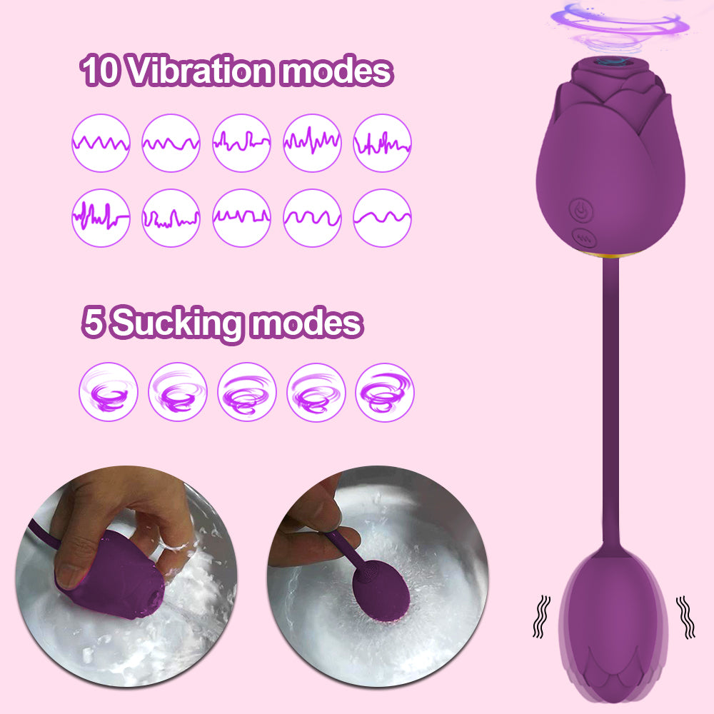 Rose Flower Clit Sucker with Bullet Vibrator S3